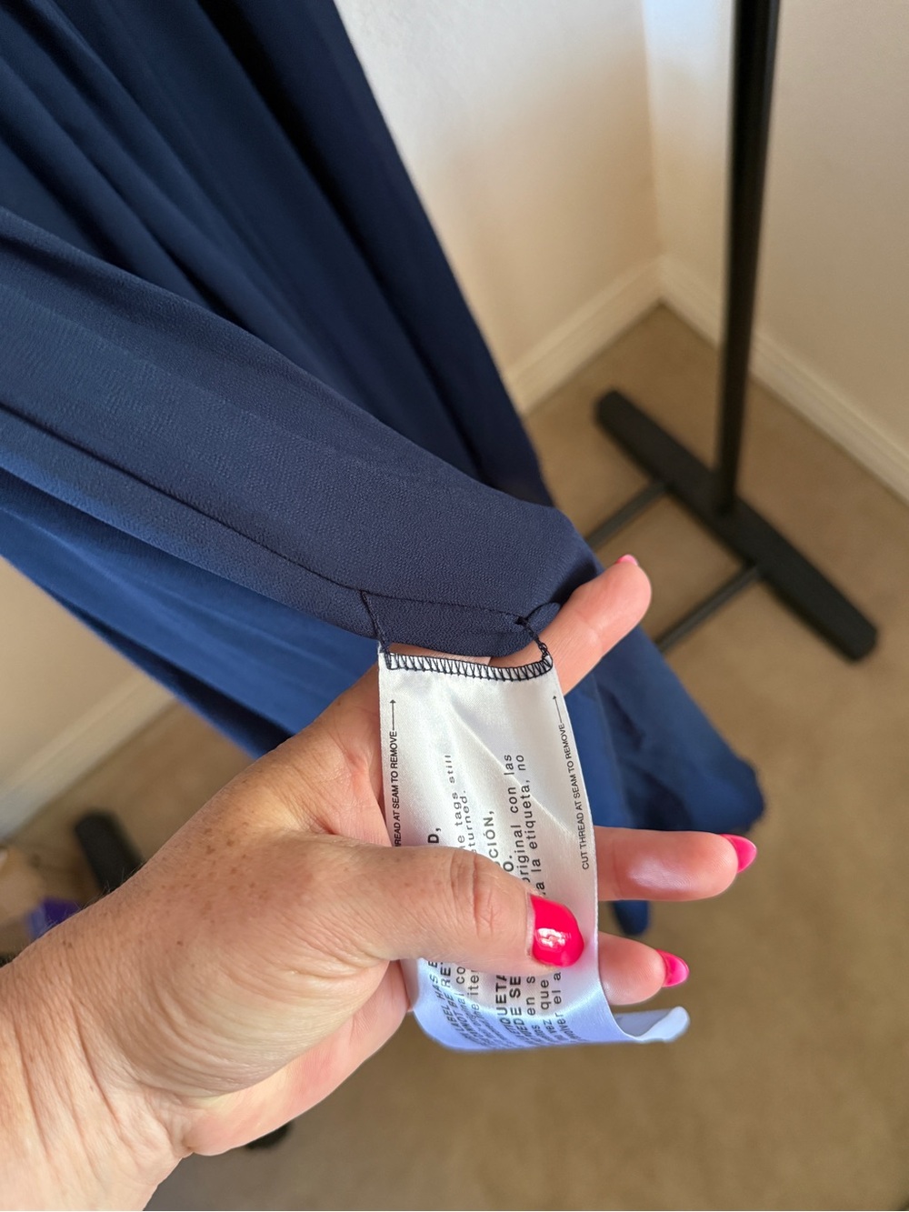 Dress the Population Navy V-Neck Spaghetti-Strap Midi Dress - Picture 4 of 4